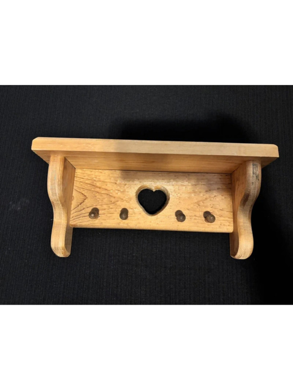 solid wood heart cutout shelf with hooks